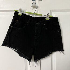 Vintage Wrangler Denim Shorts Black Cutoff  Womens 32" Festival Summer